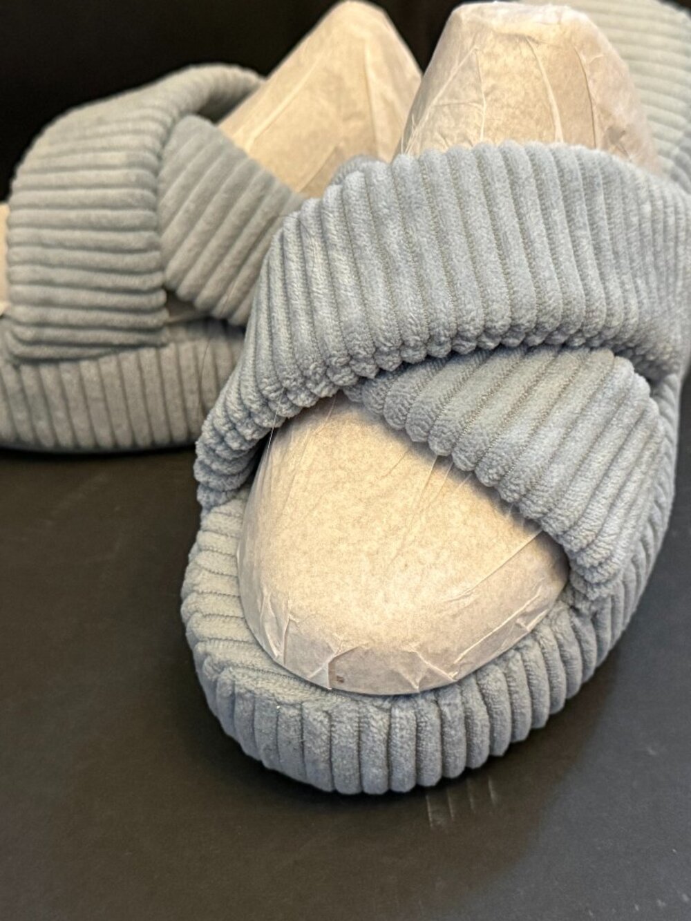 Jessica Simpson Powder Blue Cord Wedge House Slippers (7-8)